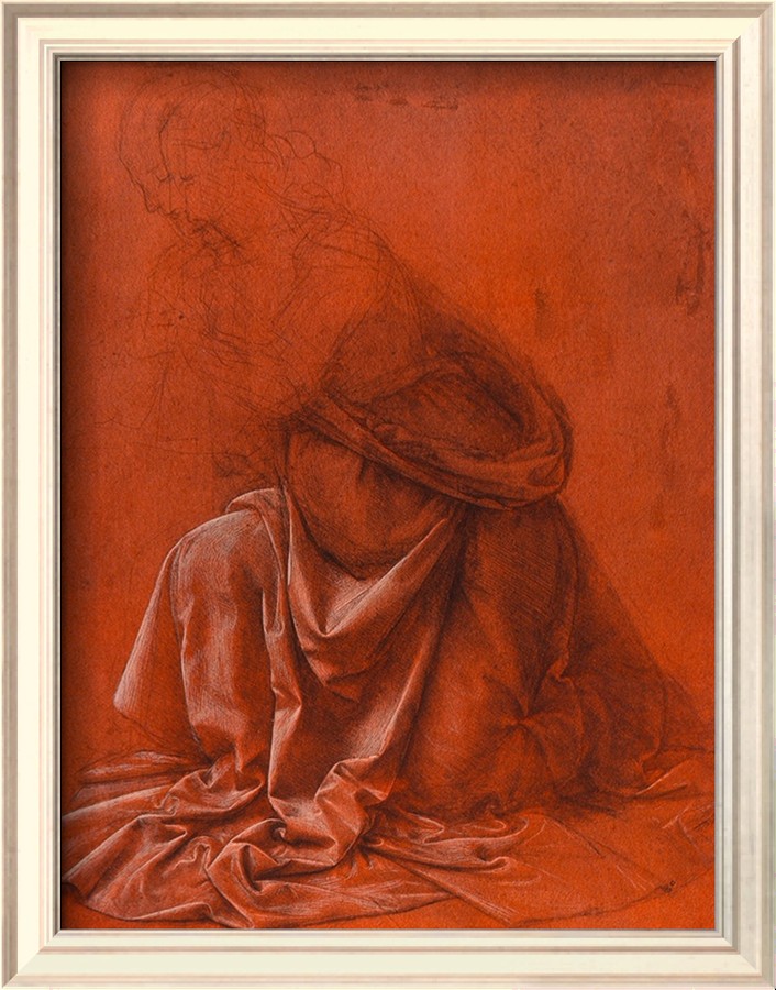 Study for the Folds of a Garment of a Female Figure Silverpoint Drawing - Leonardo Da Vinci Painting